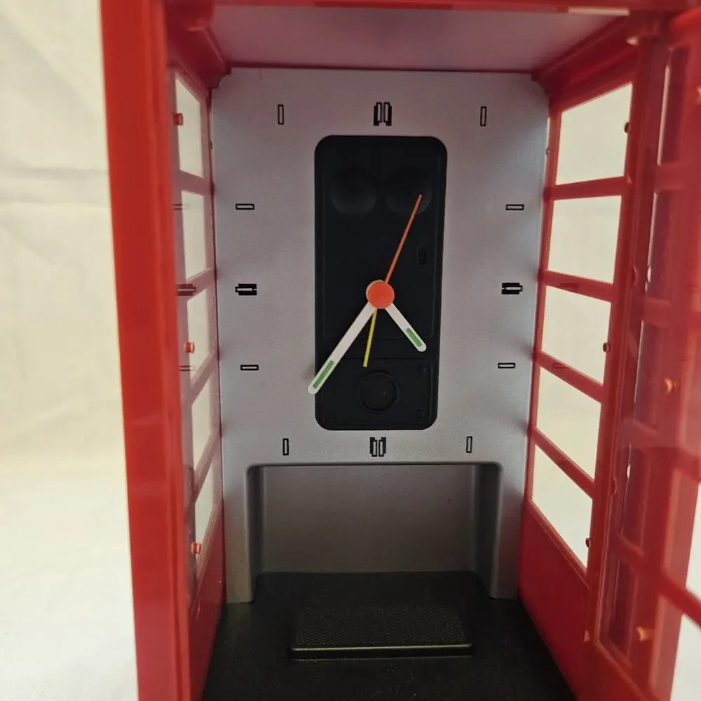 Telephone Booth Clock Red 9 inch Vintage Style Home Decor - Marksman PF Product